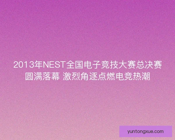 2013年NEST全国电子竞技大赛总决赛圆满落幕 激烈角逐点燃电竞热潮