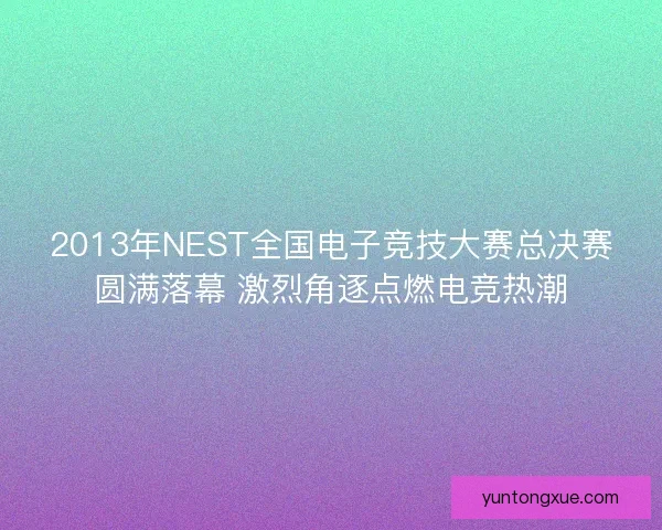 2013年NEST全国电子竞技大赛总决赛圆满落幕 激烈角逐点燃电竞热潮