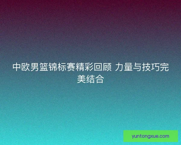 中欧男篮锦标赛精彩回顾 力量与技巧完美结合