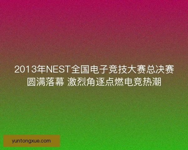 2013年NEST全国电子竞技大赛总决赛圆满落幕 激烈角逐点燃电竞热潮